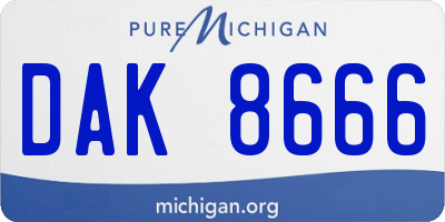 MI license plate DAK8666