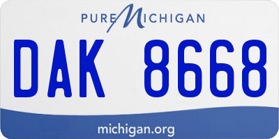 MI license plate DAK8668