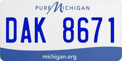 MI license plate DAK8671