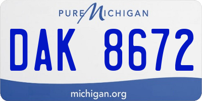 MI license plate DAK8672