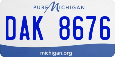 MI license plate DAK8676