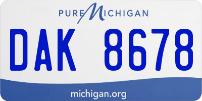 MI license plate DAK8678