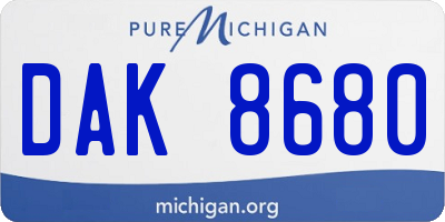 MI license plate DAK8680