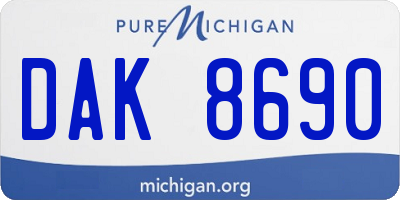 MI license plate DAK8690