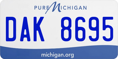 MI license plate DAK8695