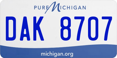 MI license plate DAK8707
