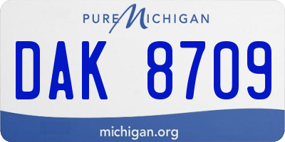 MI license plate DAK8709