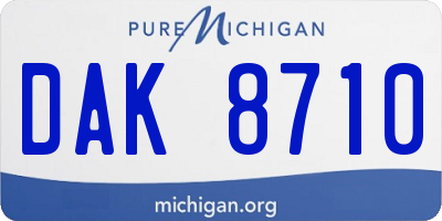 MI license plate DAK8710