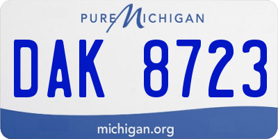 MI license plate DAK8723