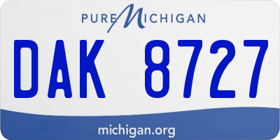 MI license plate DAK8727