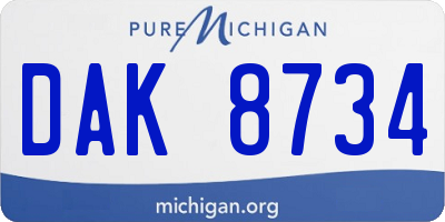 MI license plate DAK8734