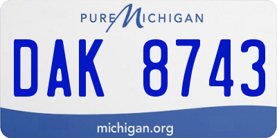 MI license plate DAK8743