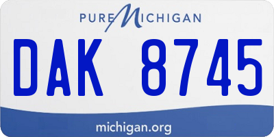 MI license plate DAK8745