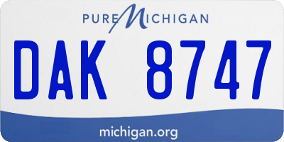 MI license plate DAK8747
