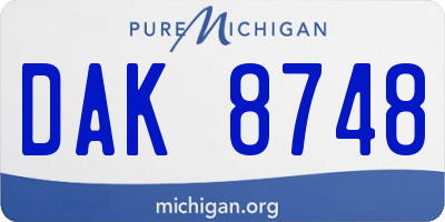 MI license plate DAK8748