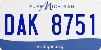 MI license plate DAK8751
