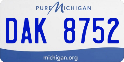 MI license plate DAK8752