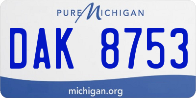 MI license plate DAK8753