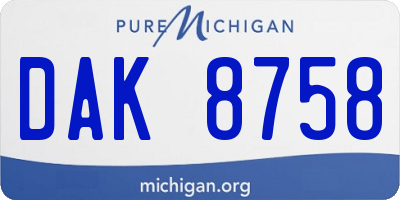 MI license plate DAK8758