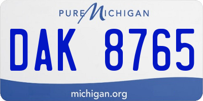 MI license plate DAK8765