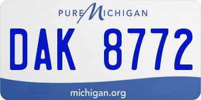 MI license plate DAK8772