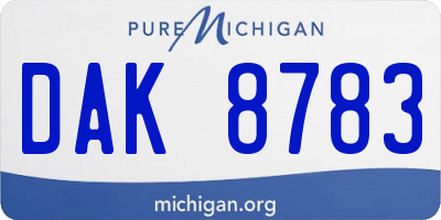 MI license plate DAK8783