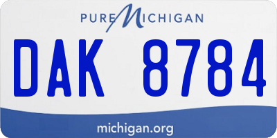 MI license plate DAK8784