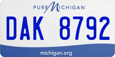 MI license plate DAK8792