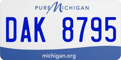 MI license plate DAK8795