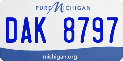 MI license plate DAK8797