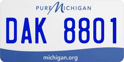 MI license plate DAK8801