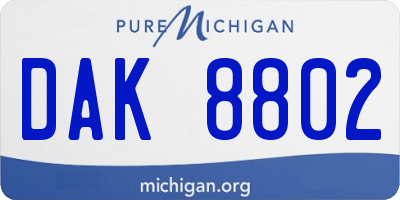 MI license plate DAK8802