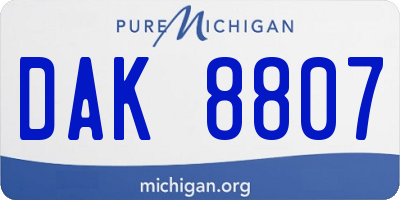 MI license plate DAK8807