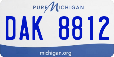 MI license plate DAK8812