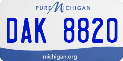 MI license plate DAK8820