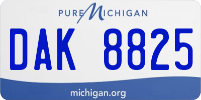 MI license plate DAK8825