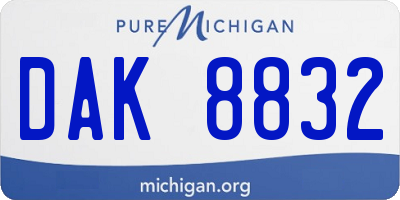 MI license plate DAK8832