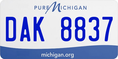 MI license plate DAK8837