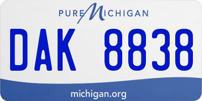 MI license plate DAK8838
