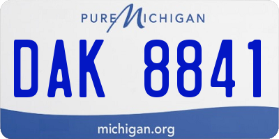 MI license plate DAK8841