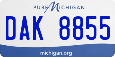 MI license plate DAK8855