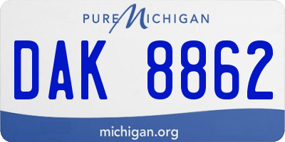 MI license plate DAK8862