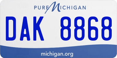 MI license plate DAK8868