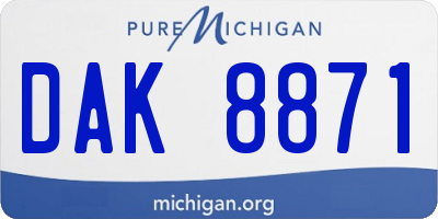 MI license plate DAK8871