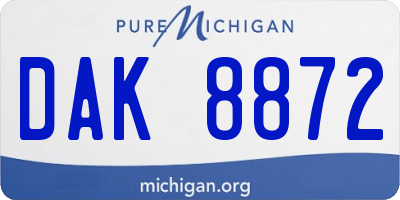 MI license plate DAK8872