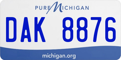 MI license plate DAK8876