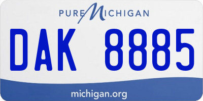 MI license plate DAK8885