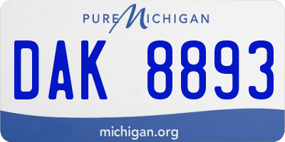 MI license plate DAK8893
