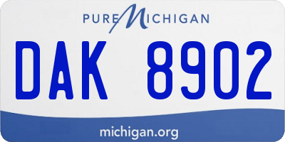 MI license plate DAK8902