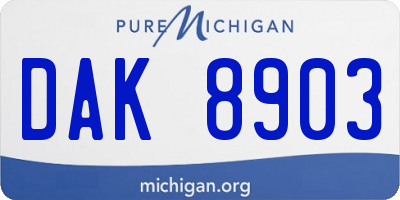 MI license plate DAK8903